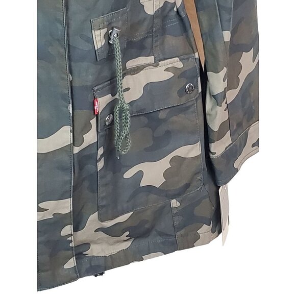 Levi's Size Small Fishtail Parka Brown Dark Green Dark Tan Camouflage - Picture 7 of 12